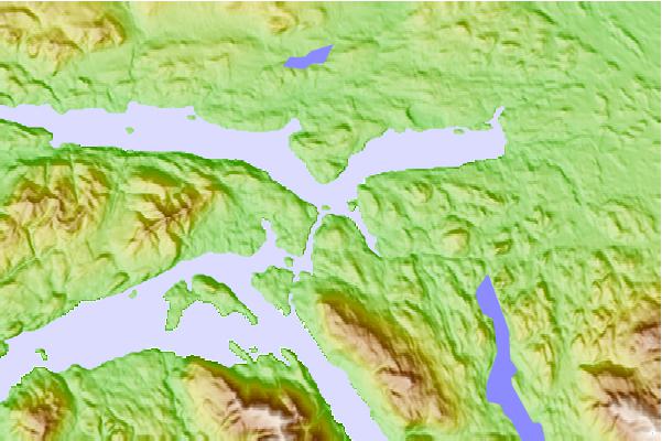 Tide stations located close to Makwaziniht Island, British Columbia