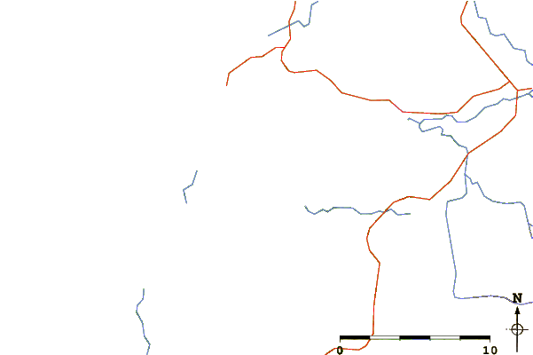 Roads and rivers around Makwaziniht Island, British Columbia