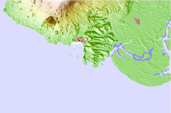 Tide stations located close to Man O' War Bay, Cameroon