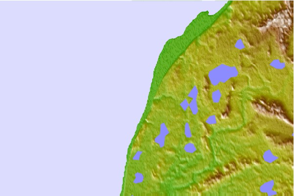 Tide stations located close to Middle Bluff, Kvichak Bay, Alaska