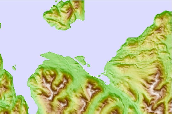 Tide stations located close to Mud Bay, Goose Island, Icy Strait, Alaska