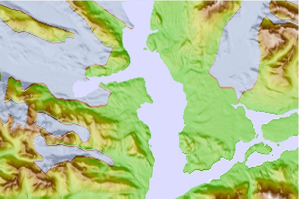 Tide stations located close to Muir Inlet, Glacier Bay, Alaska