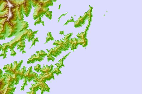 Tide stations located close to Okukari Bay, South Island, New Zealand