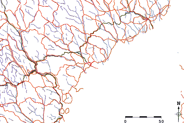 Roads and rivers around Ornskoldsvik