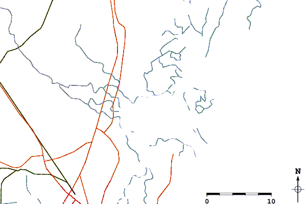 Roads and rivers around Threemile Cut entrance, Darien River, Georgia