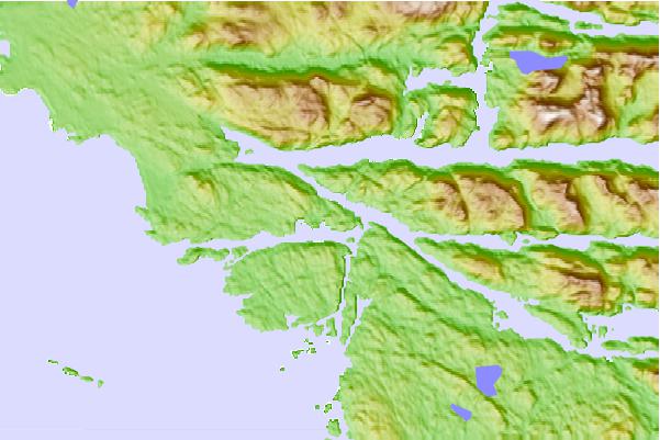 Tide stations located close to Treadwell Bay, British Columbia