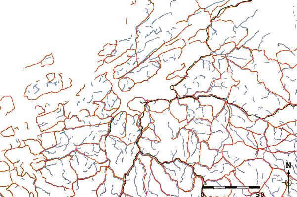 Roads and rivers around Trondheim, Norway