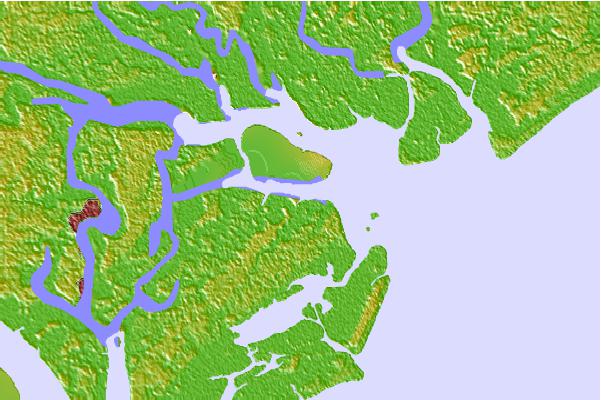 Tide stations located close to Village Creek Entrance, Morgan River, South Carolina