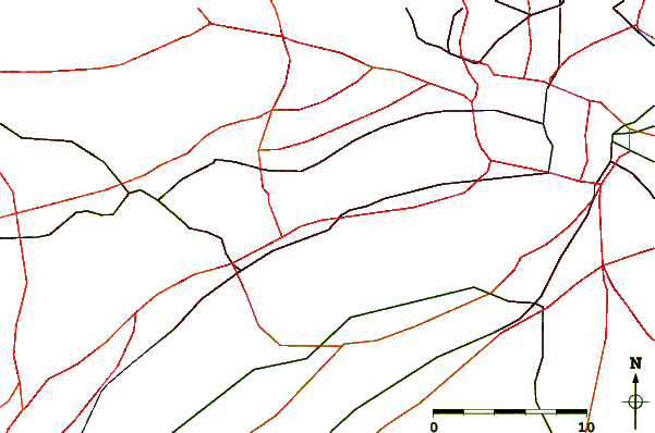 Roads and rivers around Wanamaker Bridge, Darby Creek, Pennsylvania