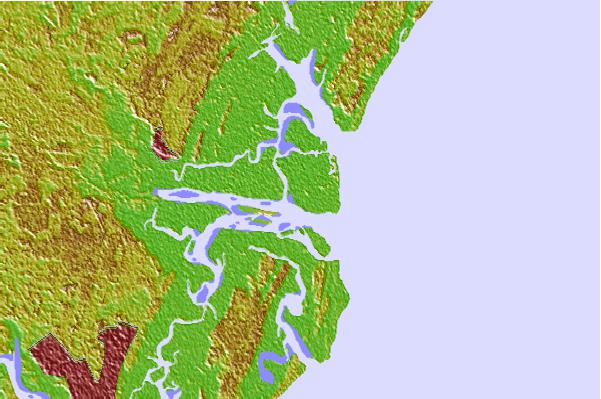 Tide stations located close to Wolf Island, south end, Georgia