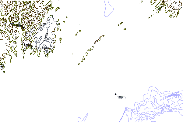 Shoreline around Wooded Islands, Montague Island, Alaska