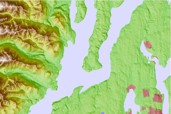 Tide stations located close to Zelatched Point, Dabob Bay, Washington