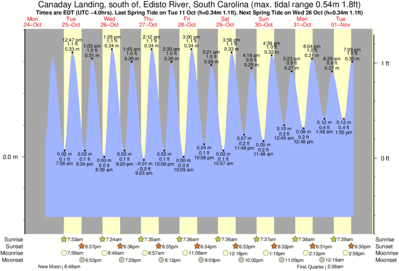 Tide Times and Tide Chart for Canaday Landing, south of, Edisto River